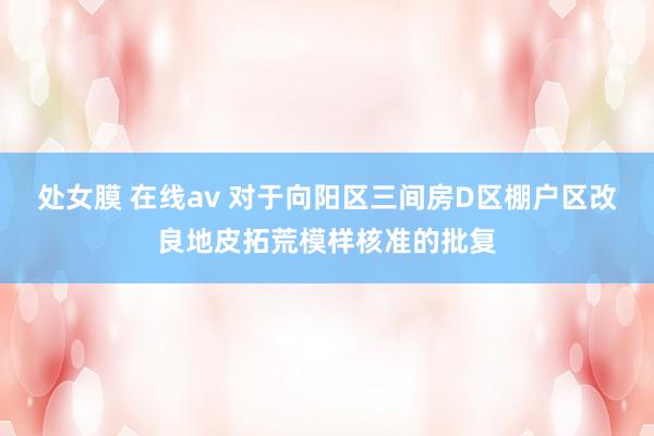 处女膜 在线av 对于向阳区三间房D区棚户区改良地皮拓荒模样核准的批复